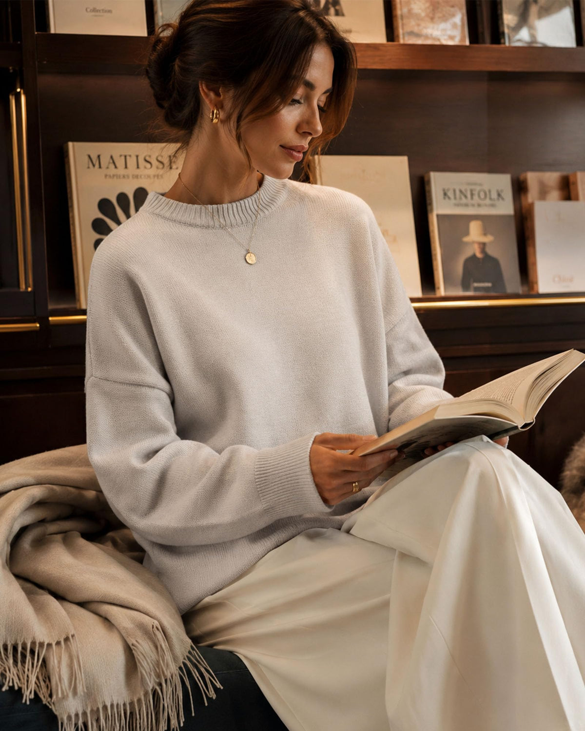 Oversized Cashmere-Blend Crewneck Sweater The Nichole Collection