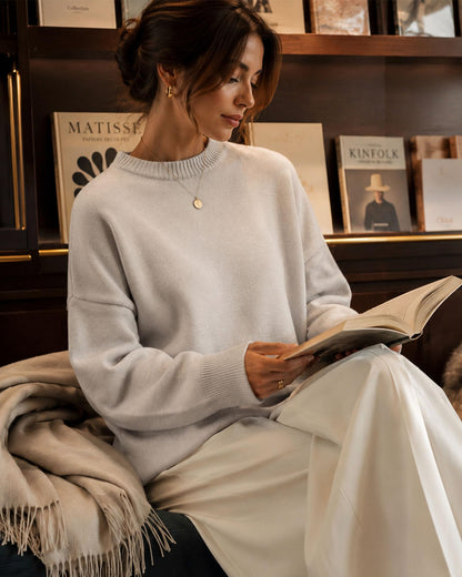 Oversized Cashmere-Blend Crewneck Sweater The Nichole Collection