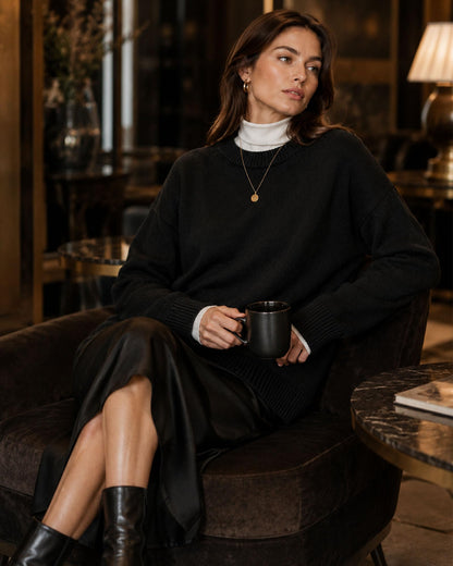 Oversized Cashmere-Blend Crewneck Sweater The Nichole Collection
