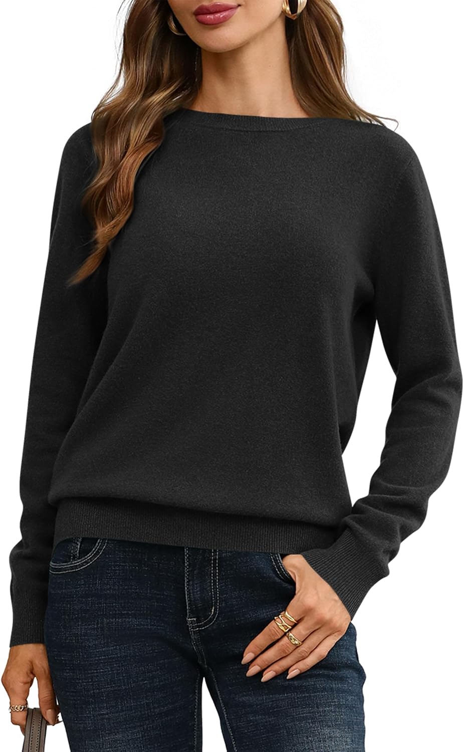 100% Merino Wool Crewneck Sweater The Nichole Collection