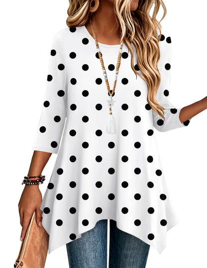 3/4 Sleeve Asymmetrical Tunic Top