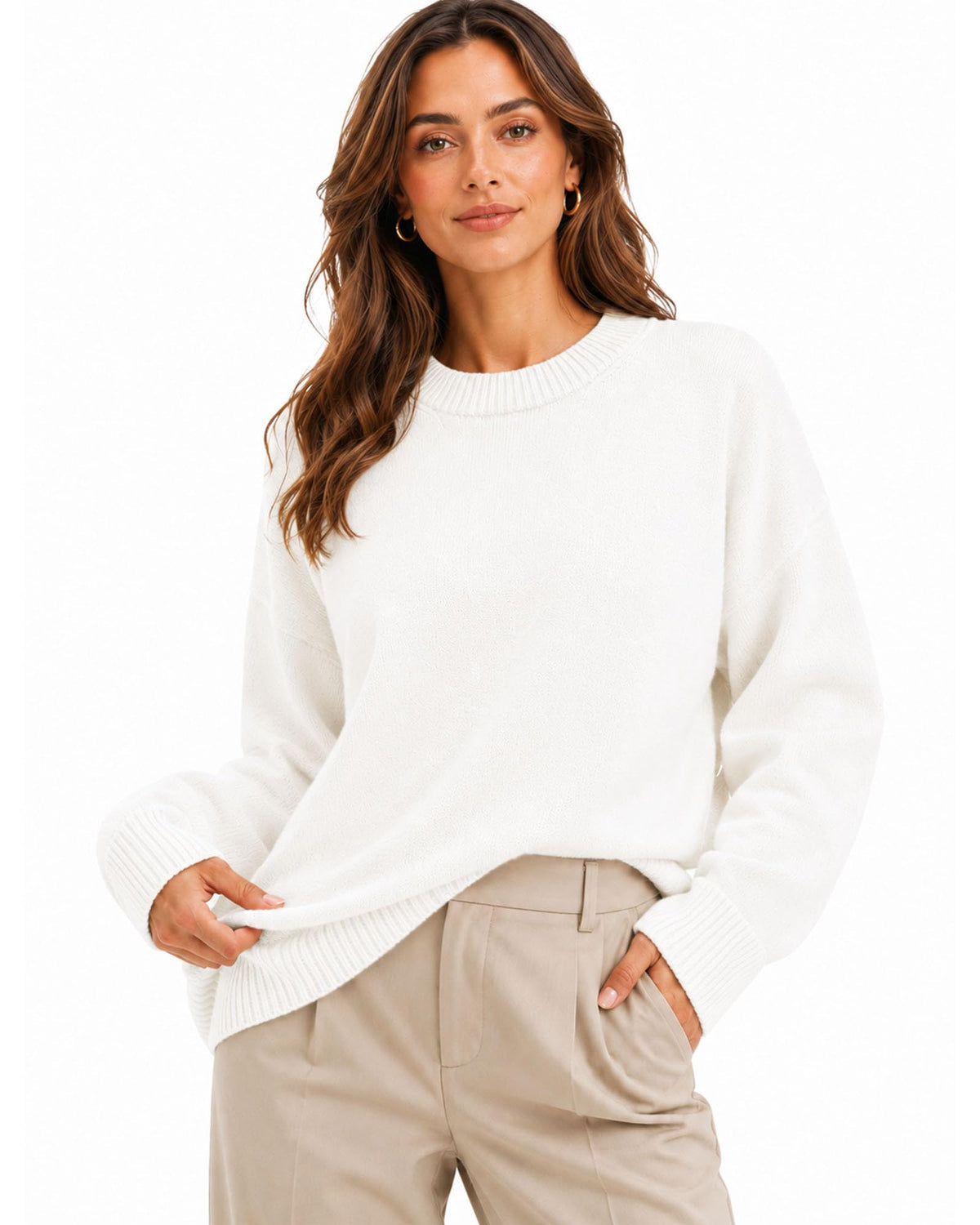 Oversized Cashmere-Blend Crewneck Sweater The Nichole Collection