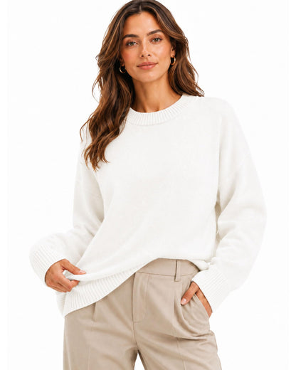 Oversized Cashmere-Blend Crewneck Sweater The Nichole Collection