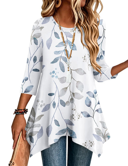 3/4 Sleeve Asymmetrical Tunic Top