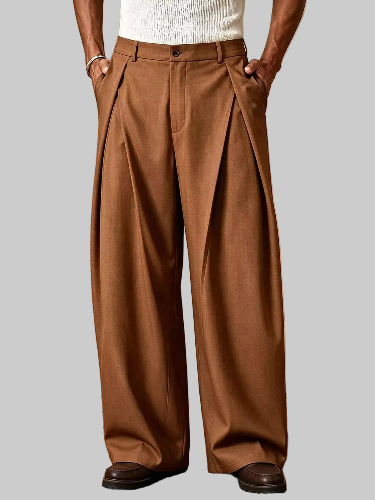 Men's High-Waisted Wide-Leg Pleated Dress Pants The Nichole Collection