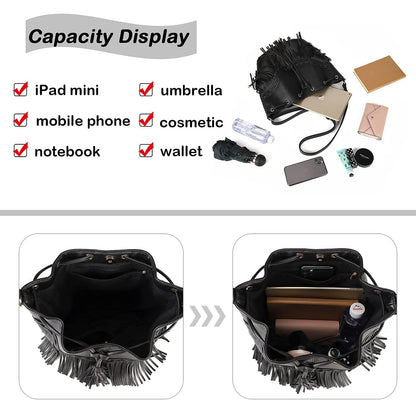 PARISIAN FRINGE BUCKET BAG The Nichole Collection