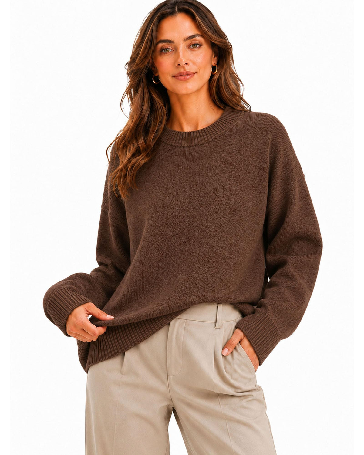 Oversized Cashmere-Blend Crewneck Sweater The Nichole Collection