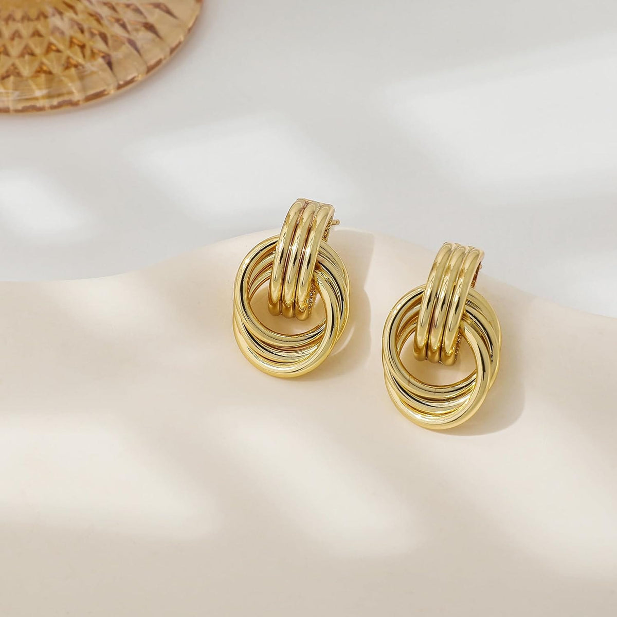 Geometric Gold Knot Statement Earrings The Nichole Collection - Official Site
