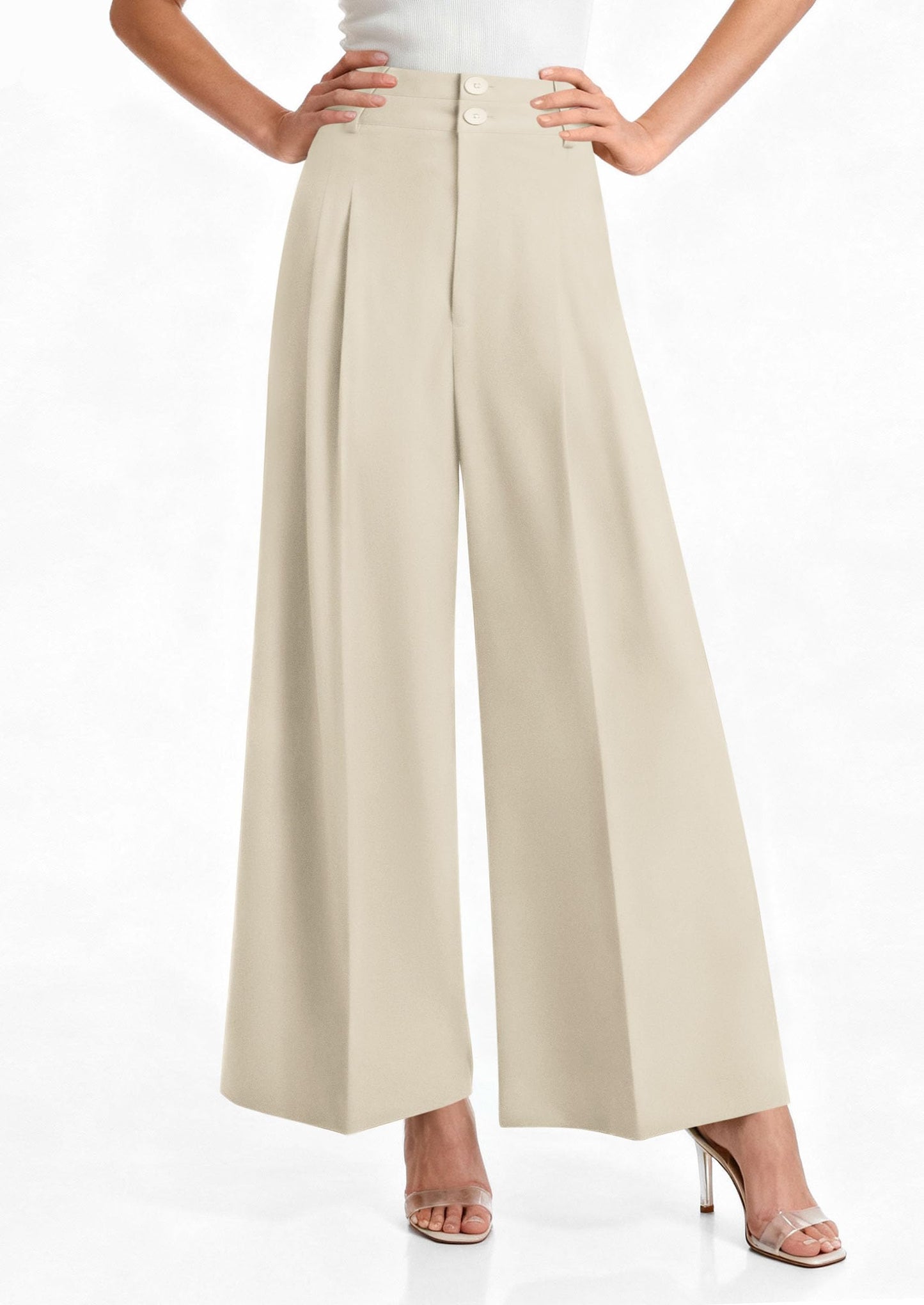 High Waisted Wide Leg Dress Pants with Pockets