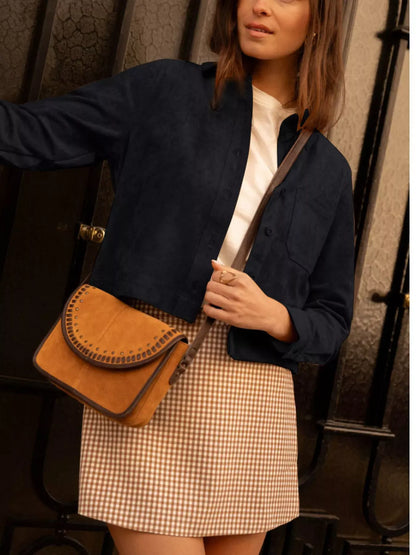 Cropped Faux-Suede Button-Front Jacket The Nichole Collection - Official Site