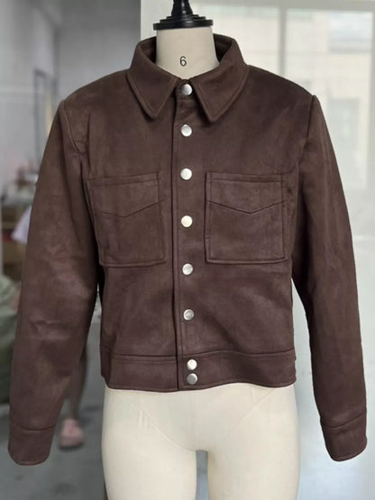 Suede Jacket with Silver-Tone Hardware The Nichole Collection
