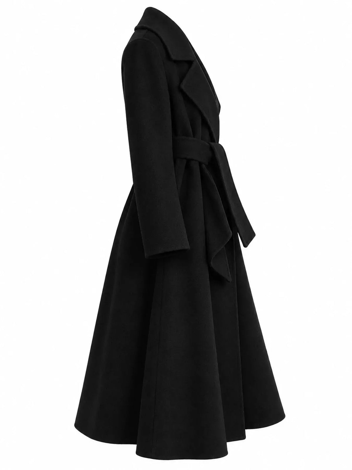 Longline Wool Coat with Waist-Defining Belt The Nichole Collection