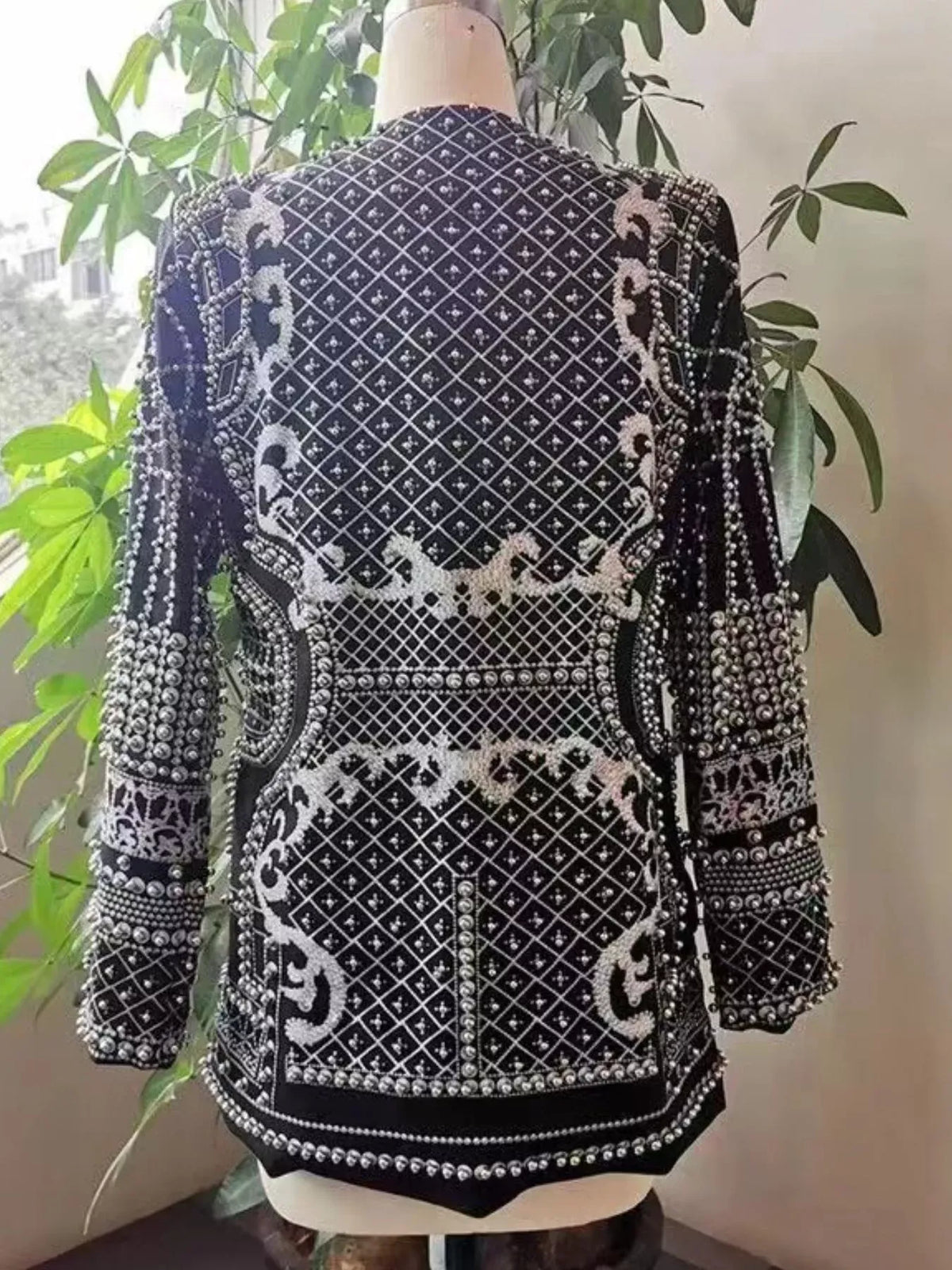 Pearl-Embellished One-Button Blazer The Nichole Collection