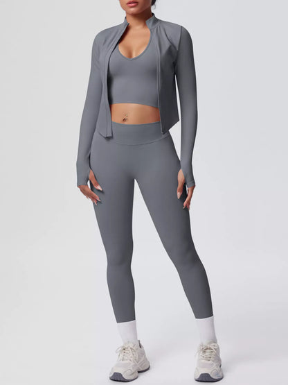 Tank, Zip-Up Jacket and Leggings Active Set The Nichole Collection - Official Site