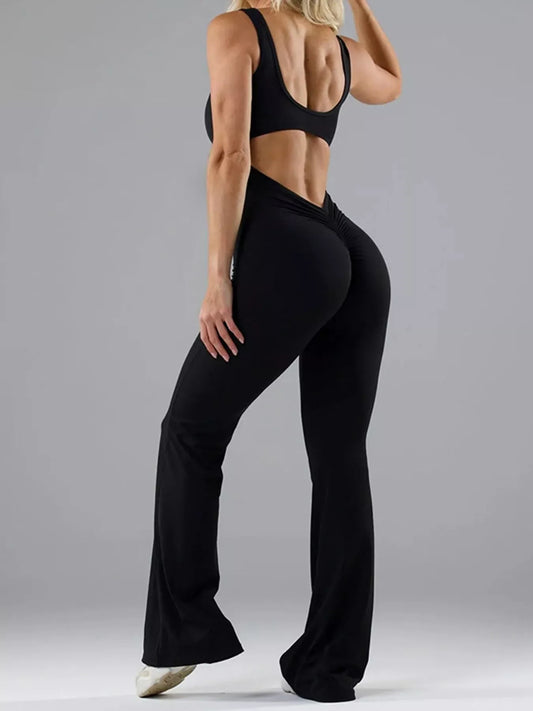 Seamless Scoop-Neck Flared Jumpsuit The Nichole Collection - Official Site