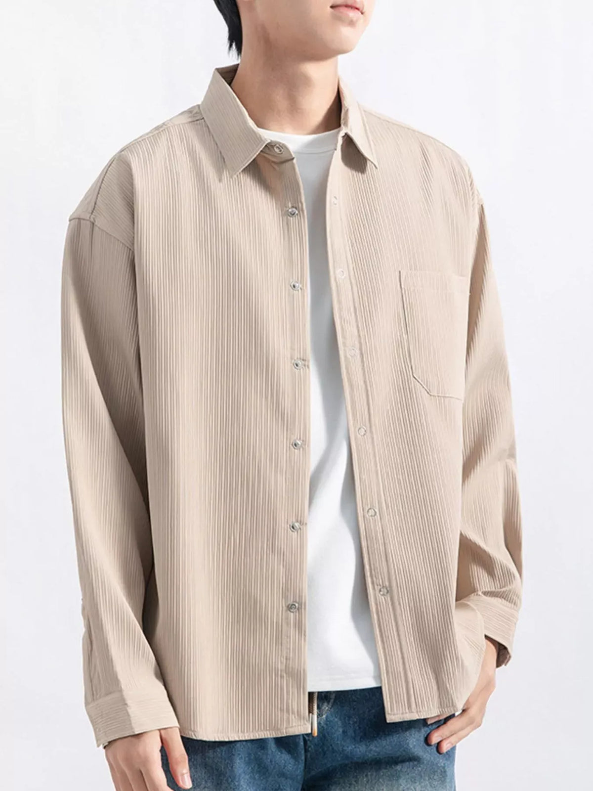 Men's Casual Textured Button-Down Shirt Jonathan M Collection