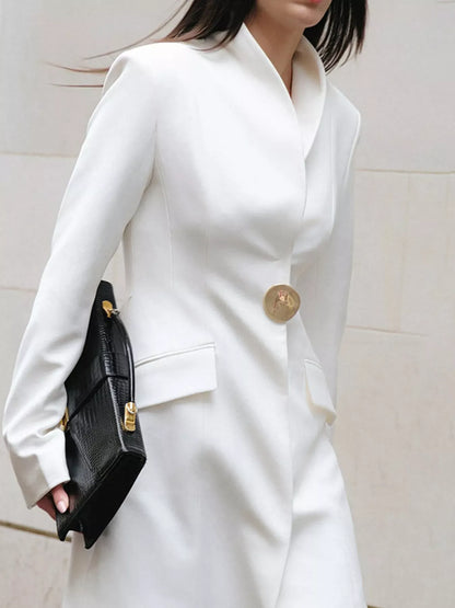 Gold Button Detail Blazer Dress | The Nichole Collection