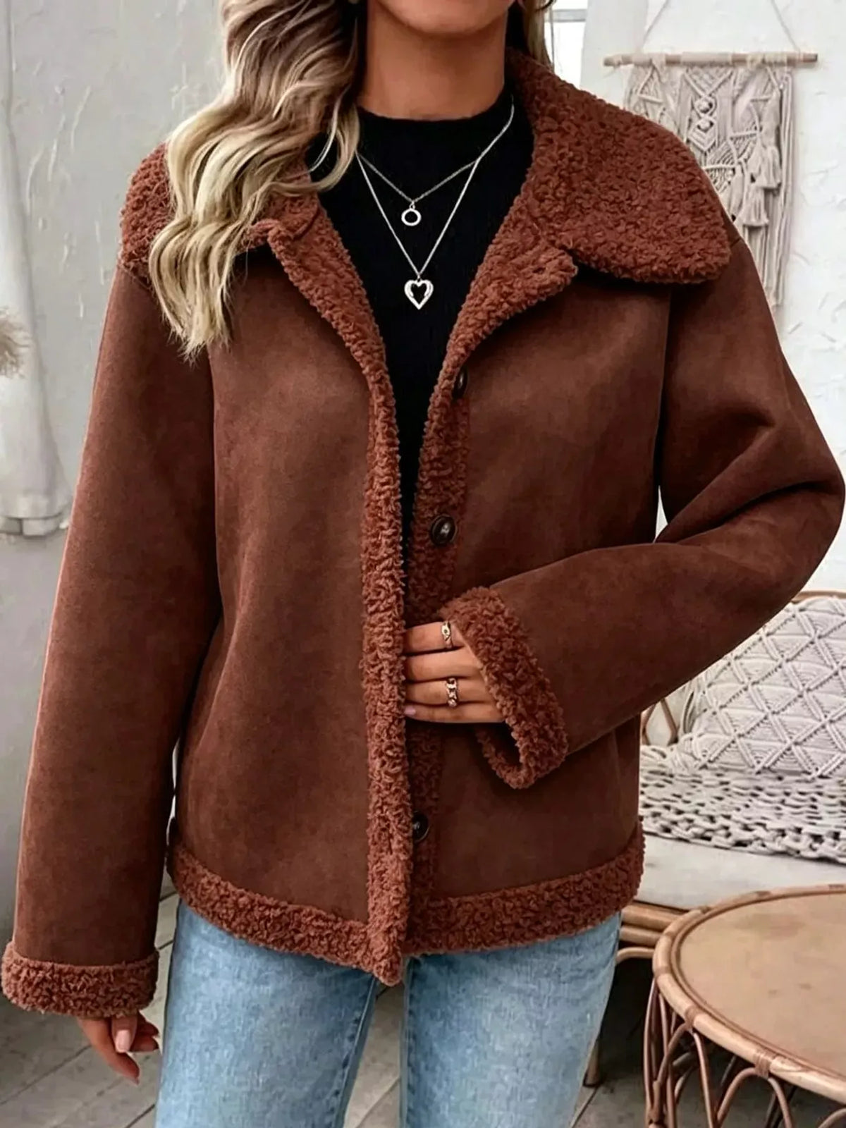 Cashmere-Blend Suede Sherpa Jacket The Nichole Collection