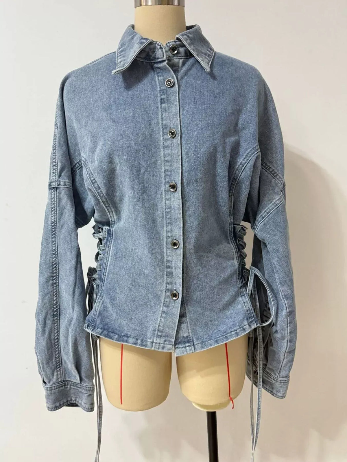 Lace-Up Side Button-Front Denim Jacket The Nichole Collection - Official Site