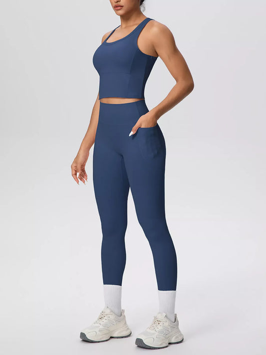 Scoop-Neck Tank and High-Waisted Leggings Active Set The Nichole Collection - Official Site