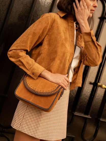 Cropped Faux-Suede Button-Front Jacket The Nichole Collection - Official Site