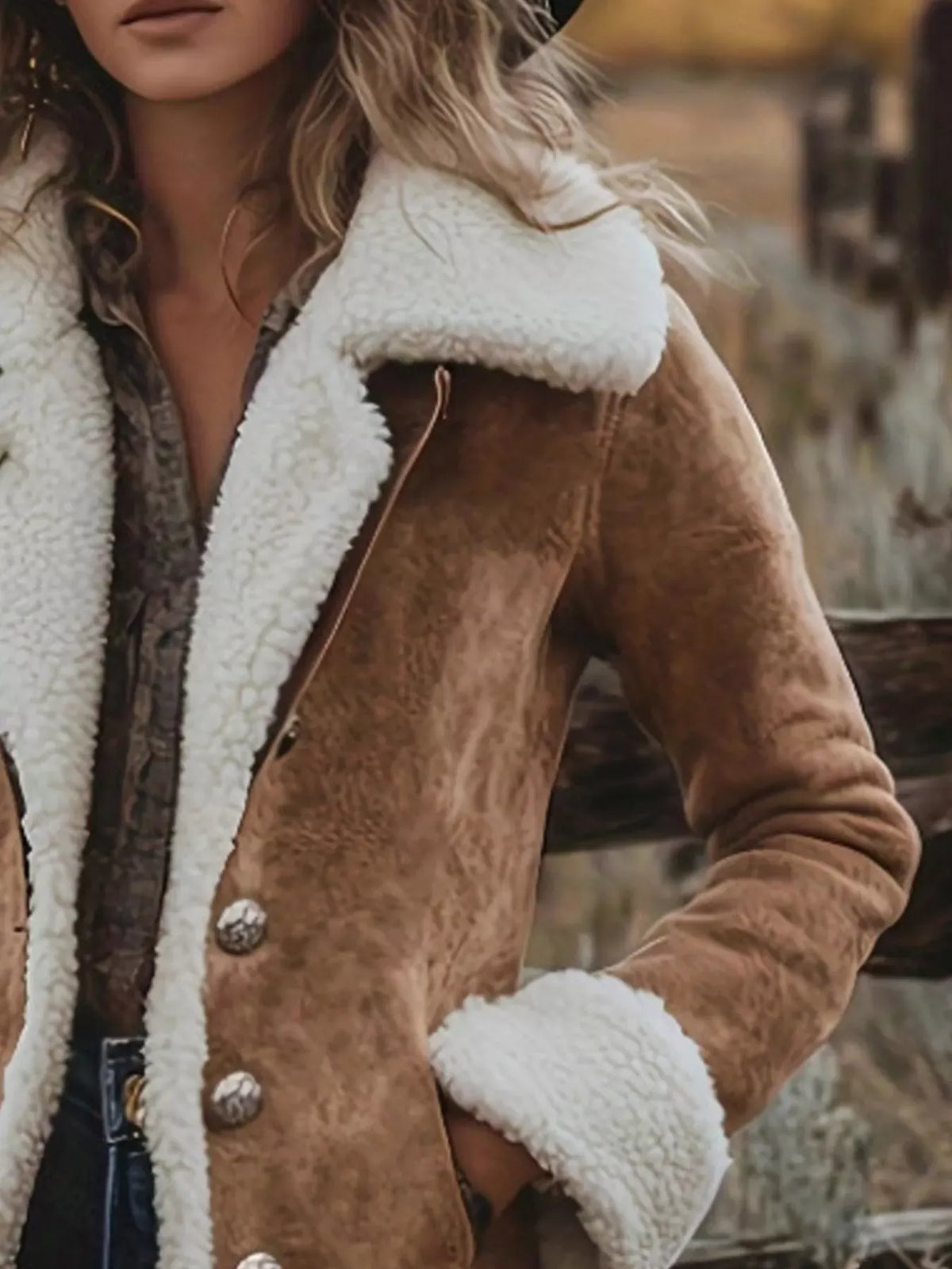 Cropped Suede & Faux Fur Jacket With Pockets The Nichole Collection