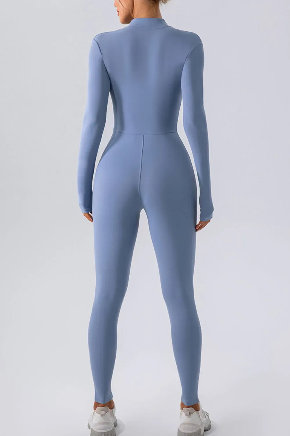Half-Zip Mock-Neck Active Jumpsuit - Dark Blue / S