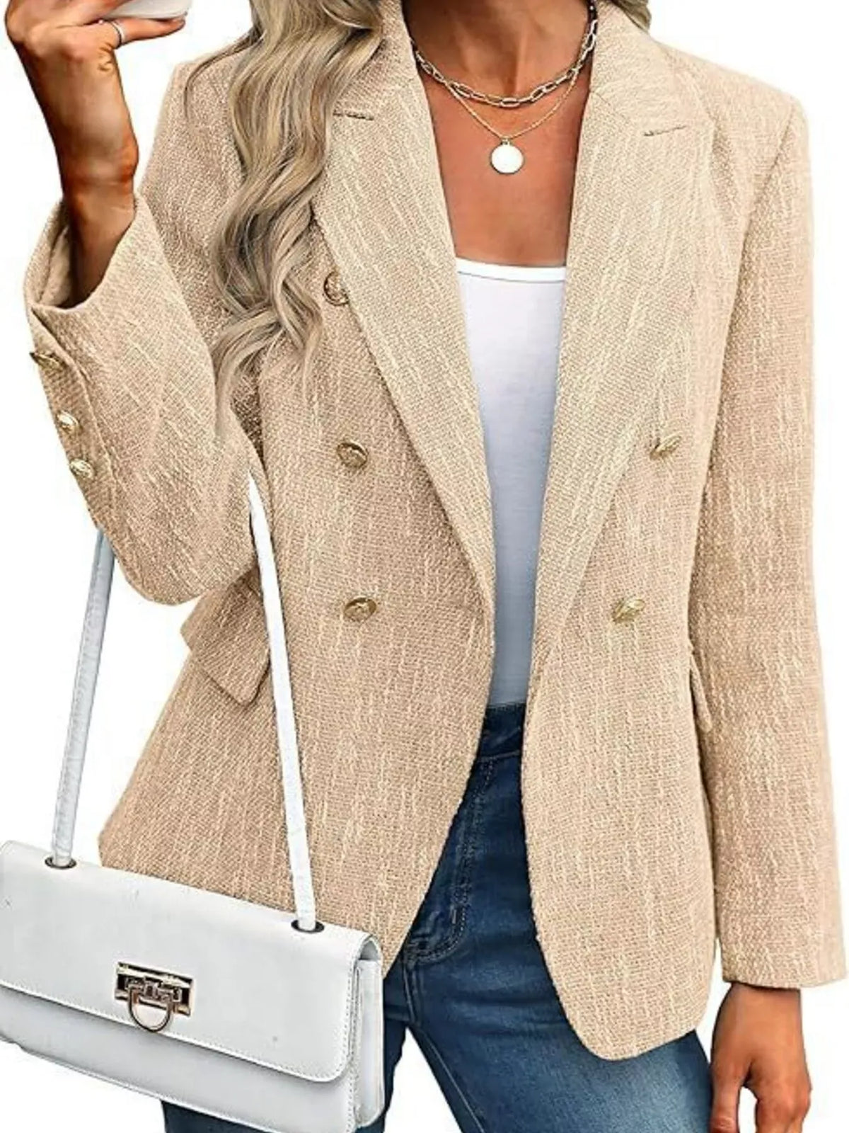 Double-Breasted Lapel-Collar Blazer The Nichole Collection - Official Site