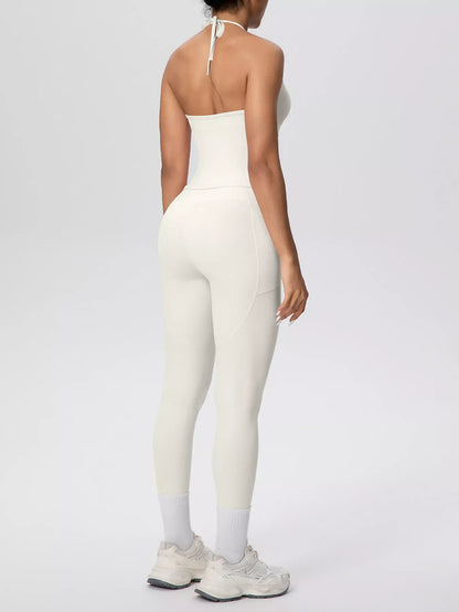 Halter-Neck Cami and High-Waisted Leggings Active Set The Nichole Collection - Official Site