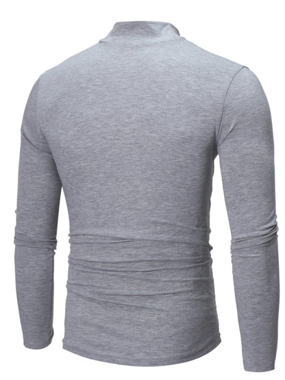 Men's Slim-Fit Mock-Neck Long-Sleeve Shirt Jonathan M Collection