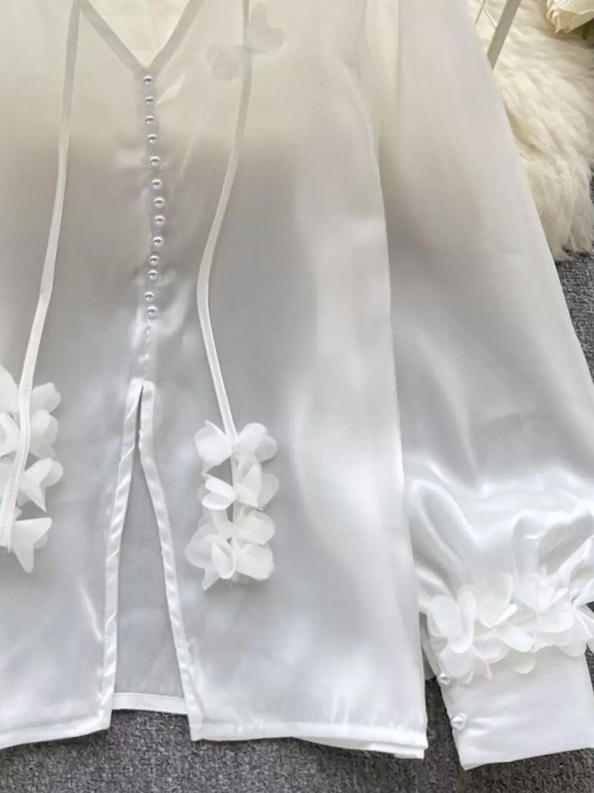 Sheer Floral-Embellished Shirt The Nichole Collection