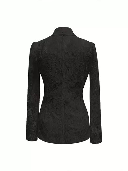 Lace Button-Up Fitted Blazer The Nichole Collection - Official Site