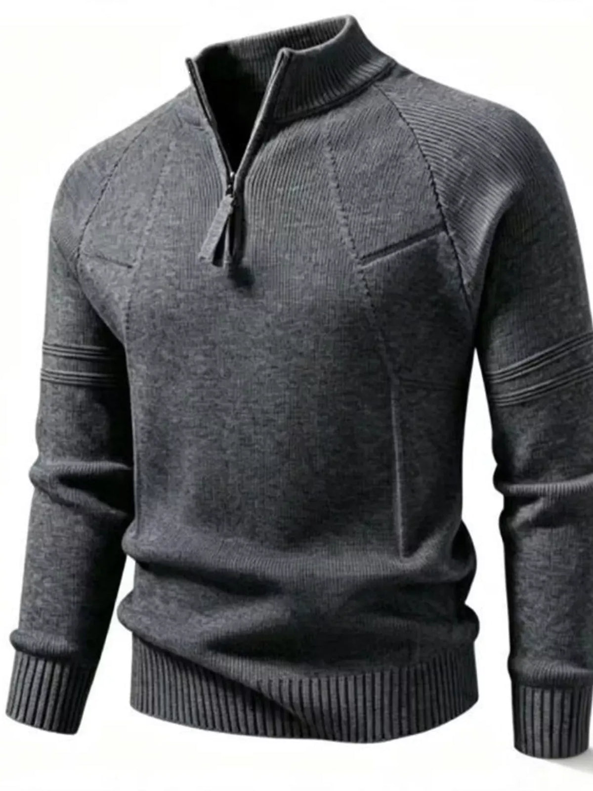 Men's Quarter-Zip Ribbed-Knit Sweater Jonathan M Collection