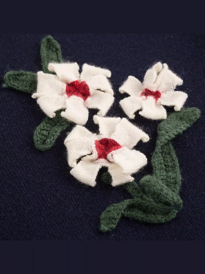 Genevieve Hand-Embroidered Pure Wool Cardigan The Nichole Collection