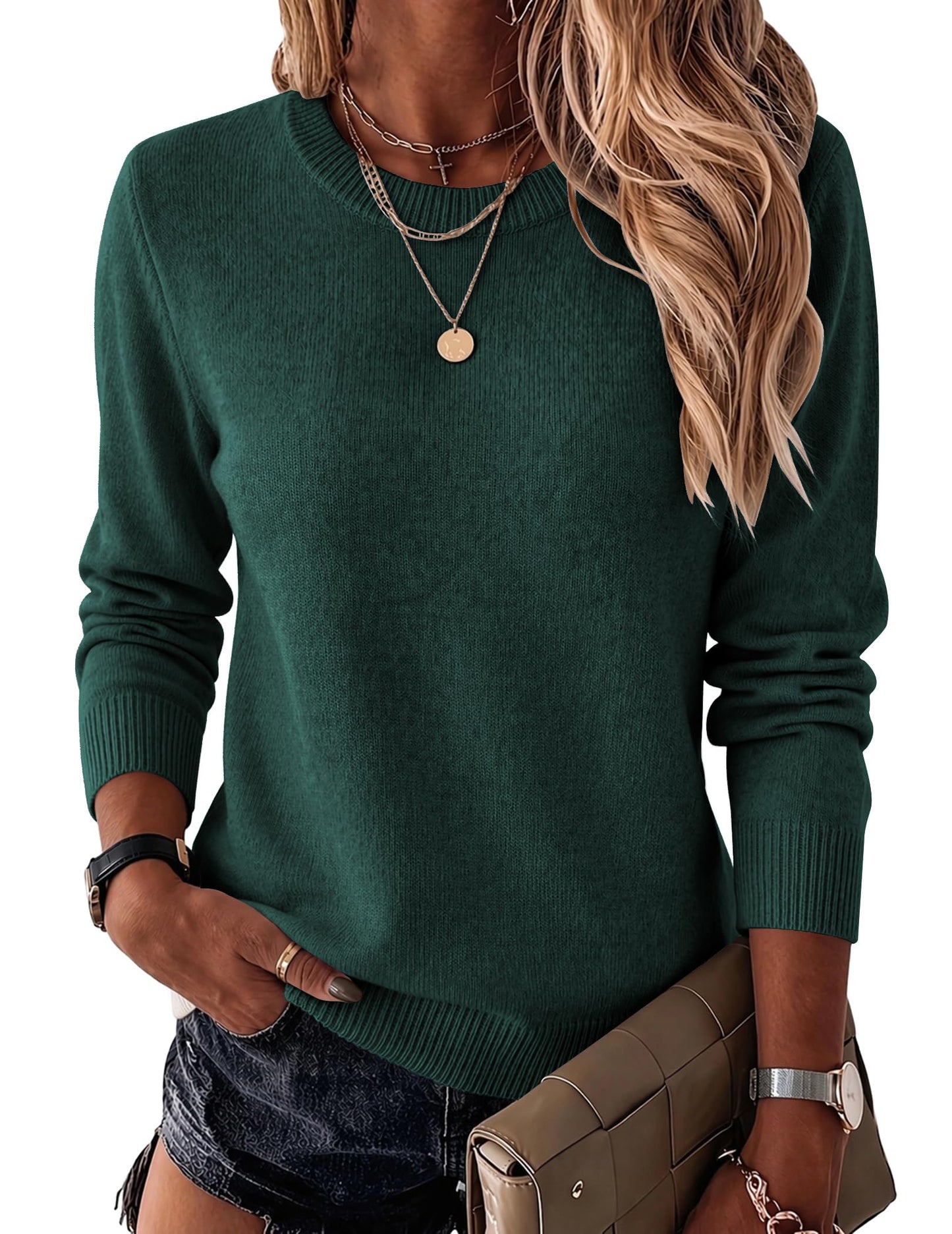 Wool Blend Crewneck Pullover Sweater