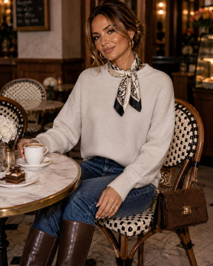 Oversized Cashmere-Blend Crewneck Sweater The Nichole Collection