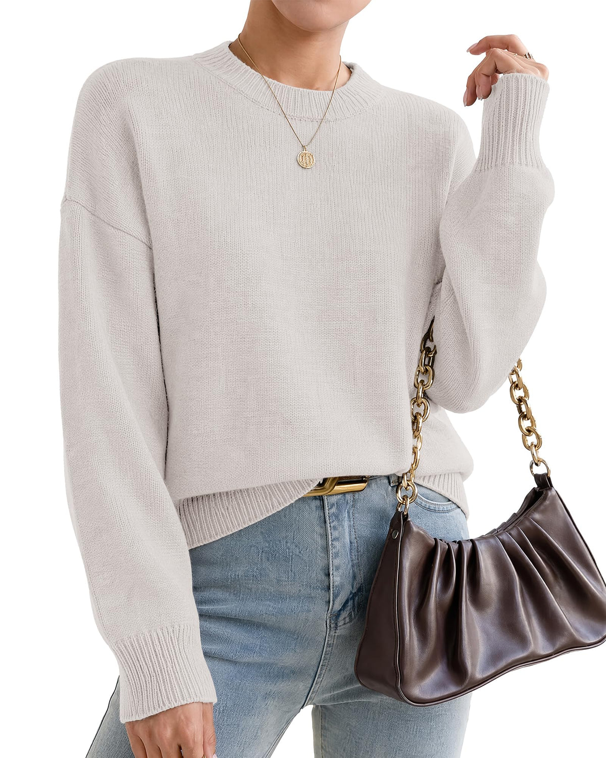 Oversized Cashmere-Blend Crewneck Sweater The Nichole Collection