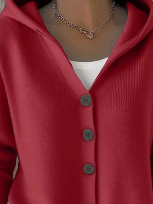 Hooded Button-Front Soft Knit Cardigan | The Nichole Collection