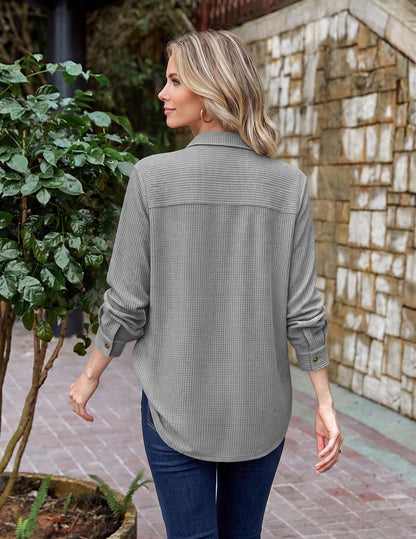 Waffle Knit Button-Down Shacket
