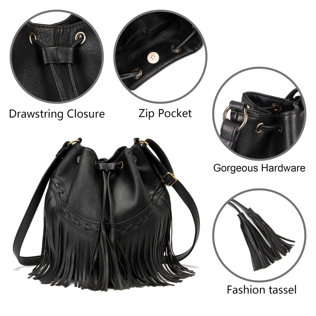 PARISIAN FRINGE BUCKET BAG The Nichole Collection
