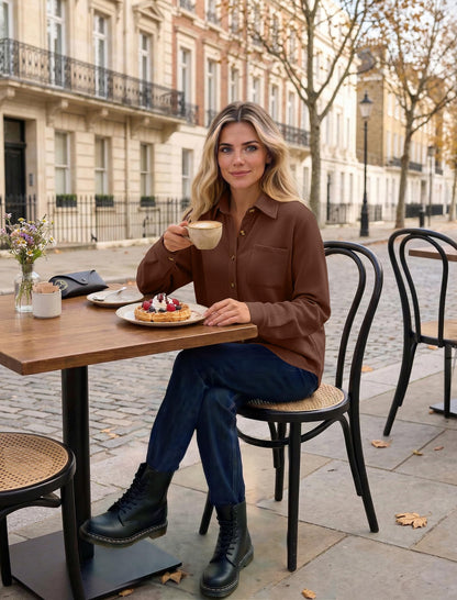 Waffle Knit Button-Down Shacket
