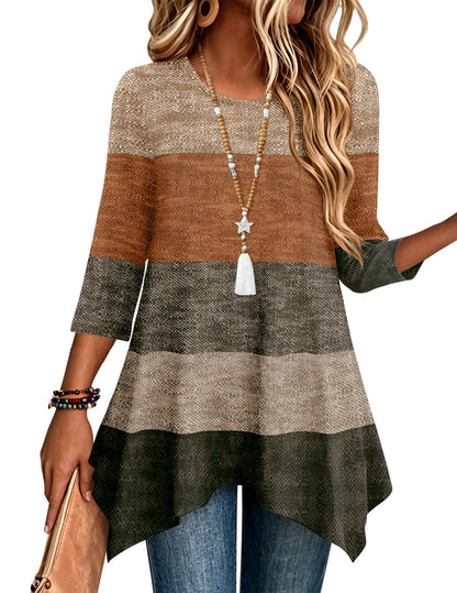 3/4 Sleeve Asymmetrical Tunic Top