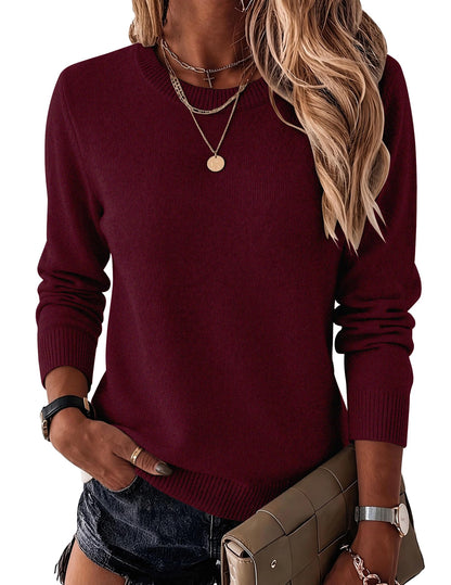 Wool Blend Crewneck Pullover Sweater