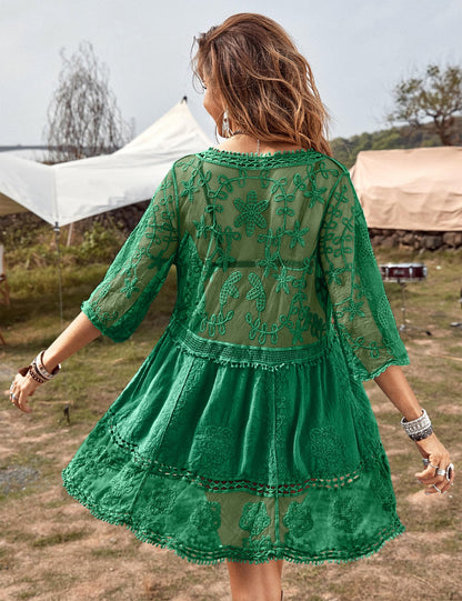 Women's Lace Bathing Suit Cover Up V-Neck
