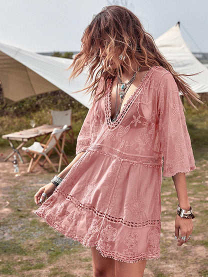 Women's Lace Bathing Suit Cover Up V-Neck