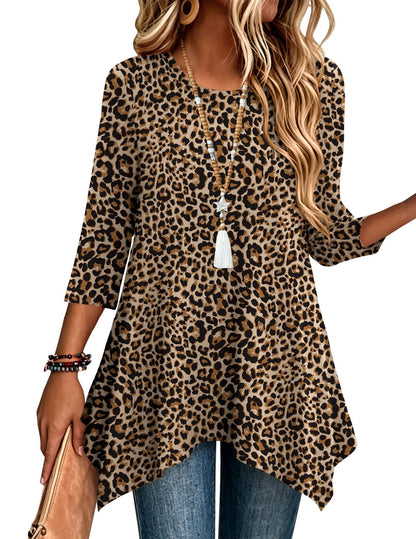 3/4 Sleeve Asymmetrical Tunic Top