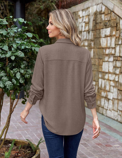 Waffle Knit Button-Down Shacket
