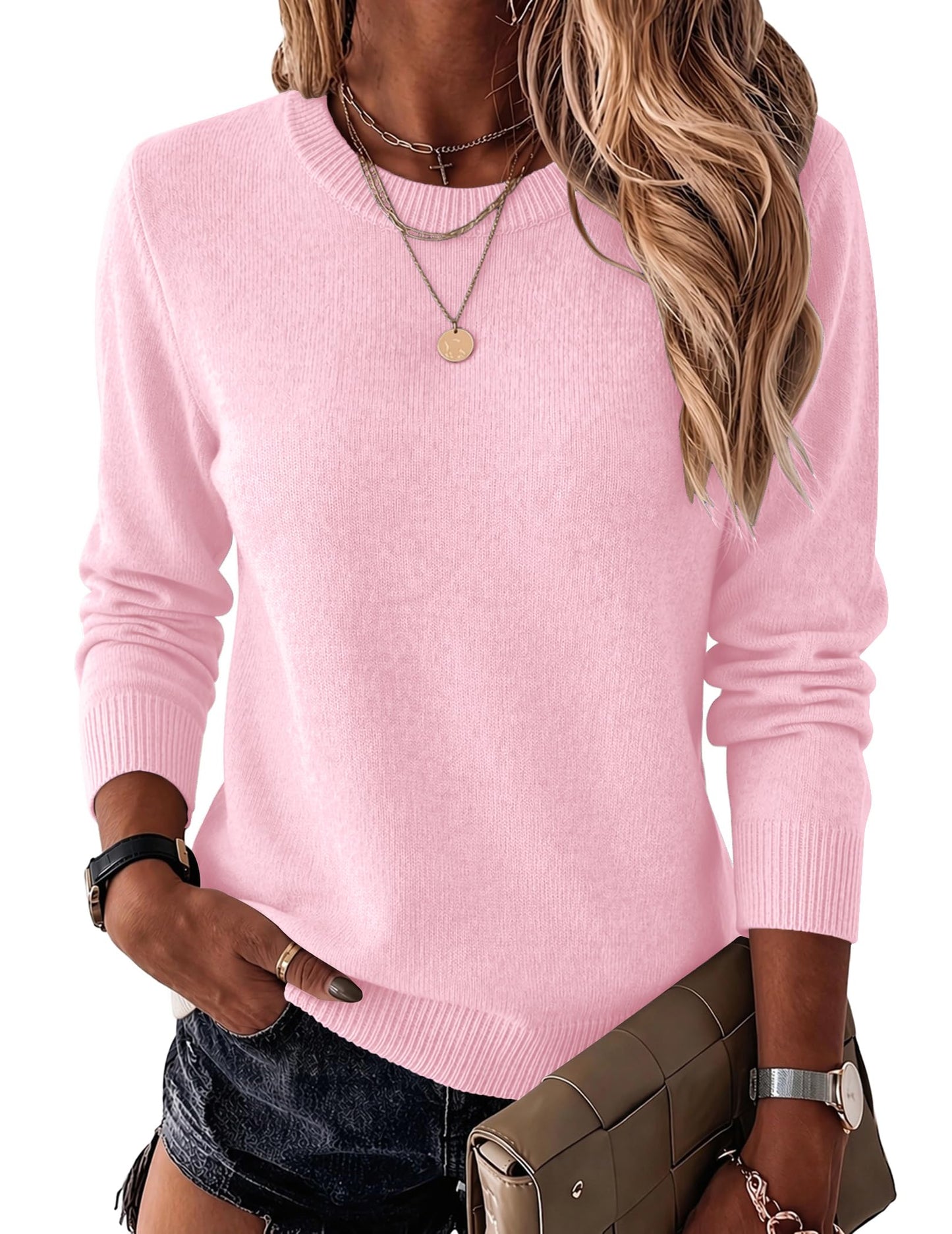 Wool Blend Crewneck Pullover Sweater