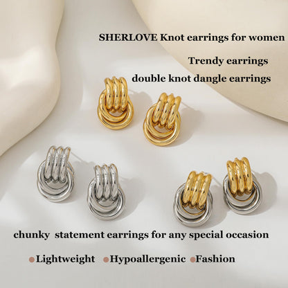 Geometric Gold Knot Statement Earrings The Nichole Collection - Official Site