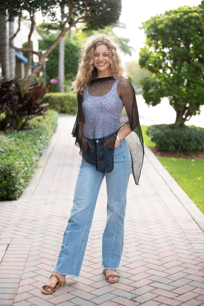 Women's Sheer Poncho Shrug Bolero, Lightweight Summer Shrug Pullover Sweater